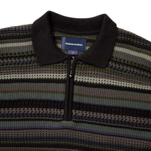 Striped S/S KnIt Polo - Black