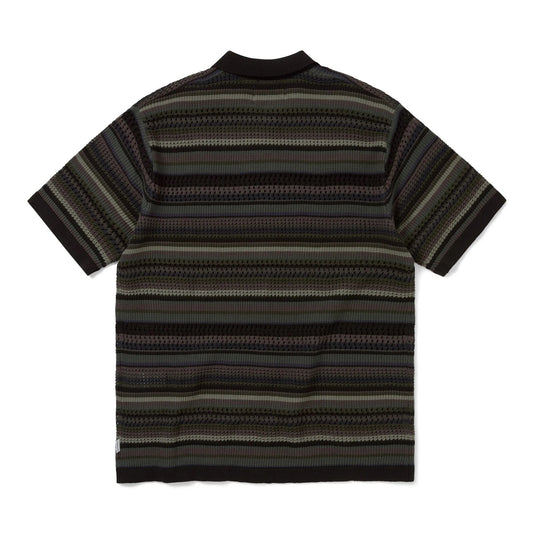 Striped S/S KnIt Polo - Black
