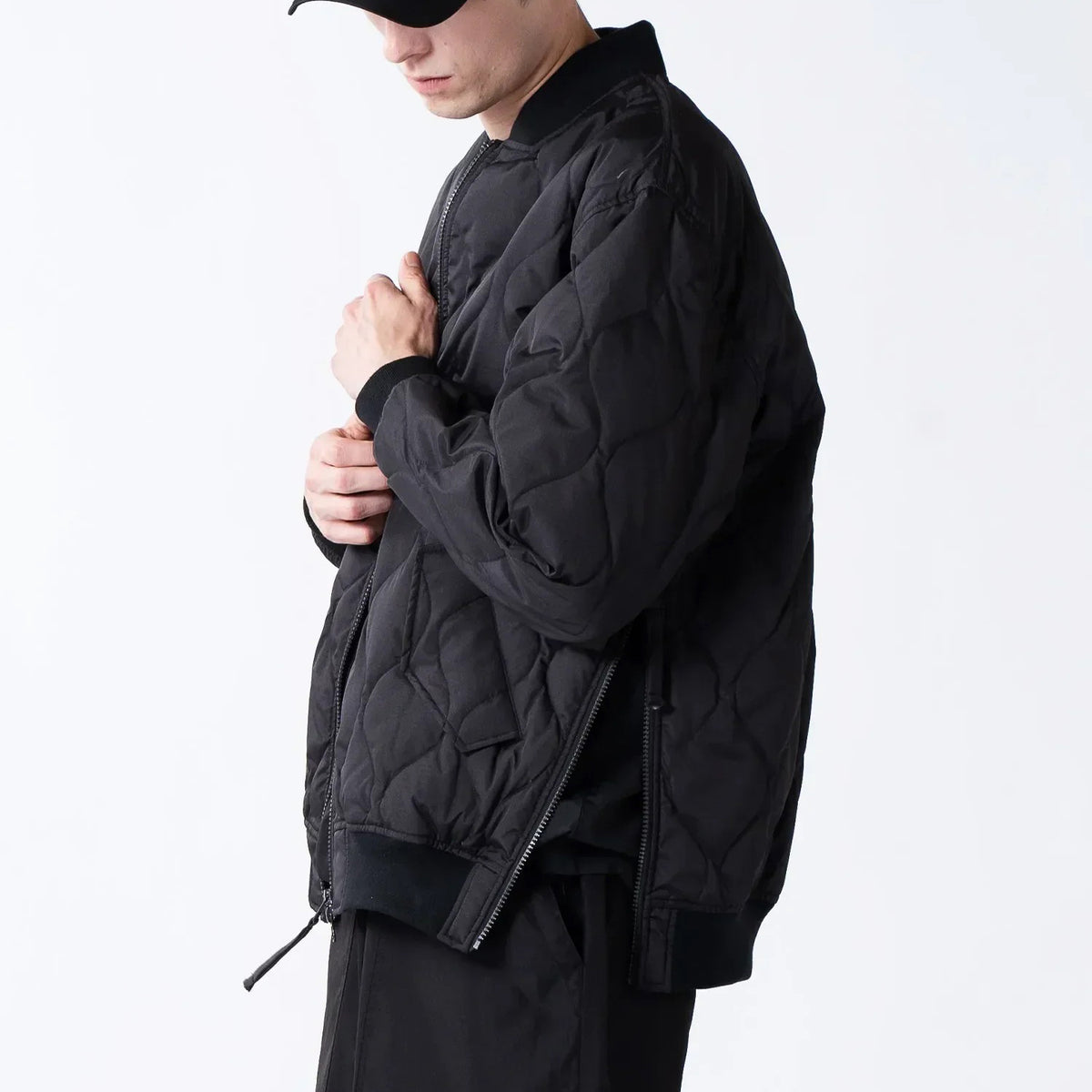 Military MA-1 Down Jacket (Hard Shell) - Black