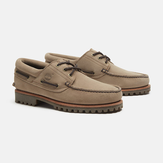 Authentic 'Mix Tape' Handsewn 3 Eye Lug Boat Shoe - Taupe