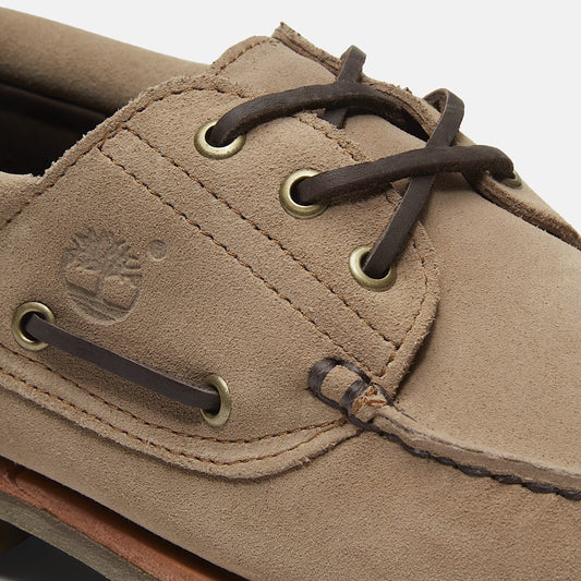 Authentic 'Mix Tape' Handsewn 3 Eye Lug Boat Shoe - Taupe