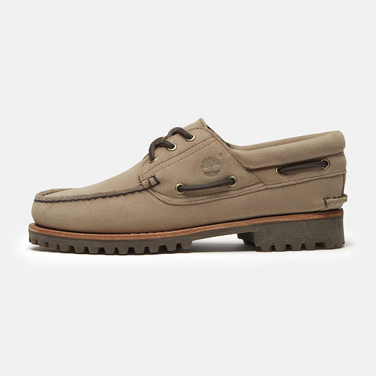 Authentic 'Mix Tape' Handsewn 3 Eye Lug Boat Shoe - Taupe