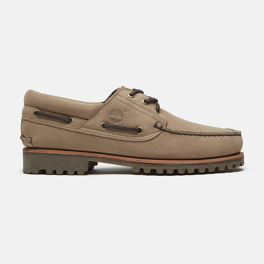 Authentic 'Mix Tape' Handsewn 3 Eye Lug Boat Shoe - Taupe