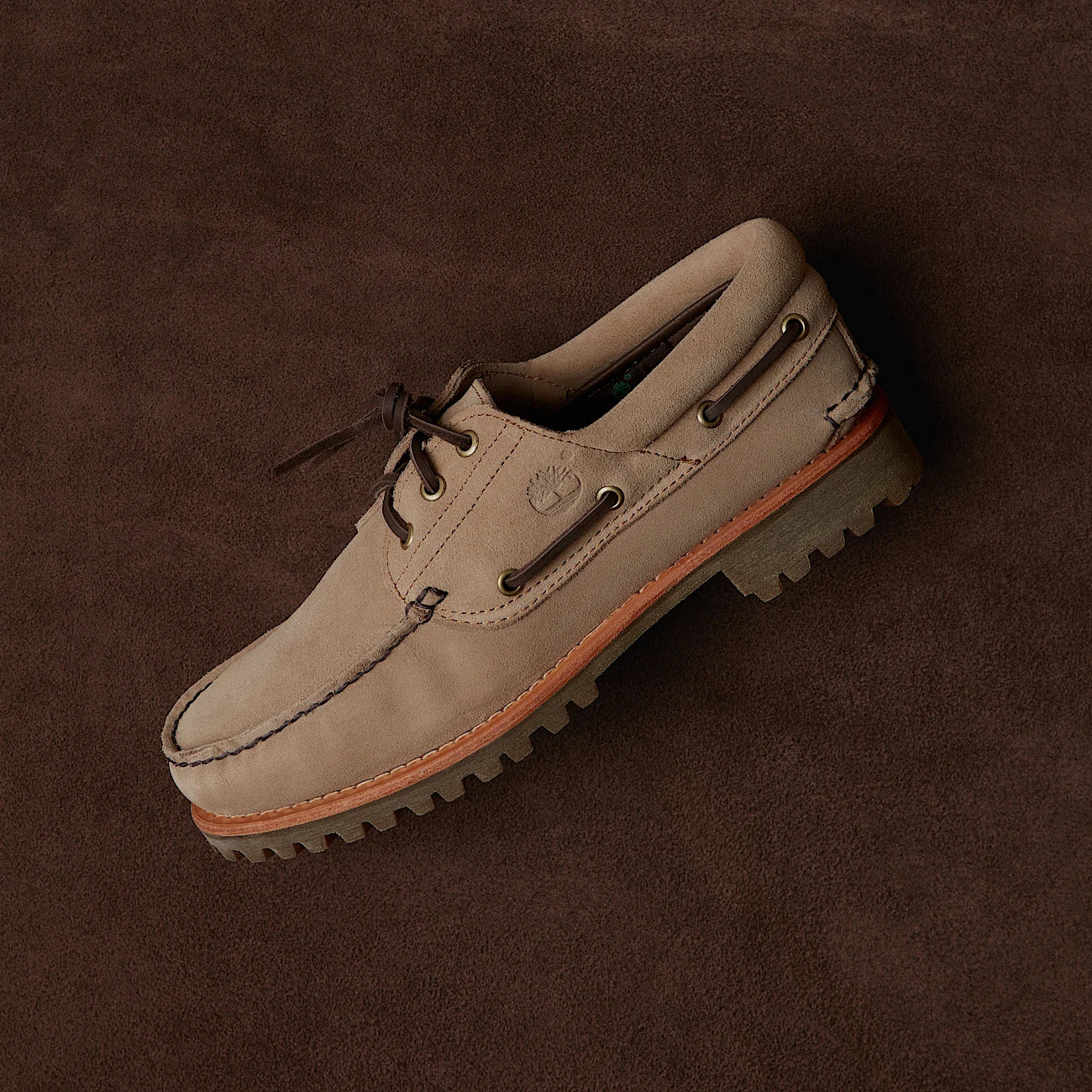 Authentic 'Mix Tape' Handsewn 3 Eye Lug Boat Shoe - Taupe