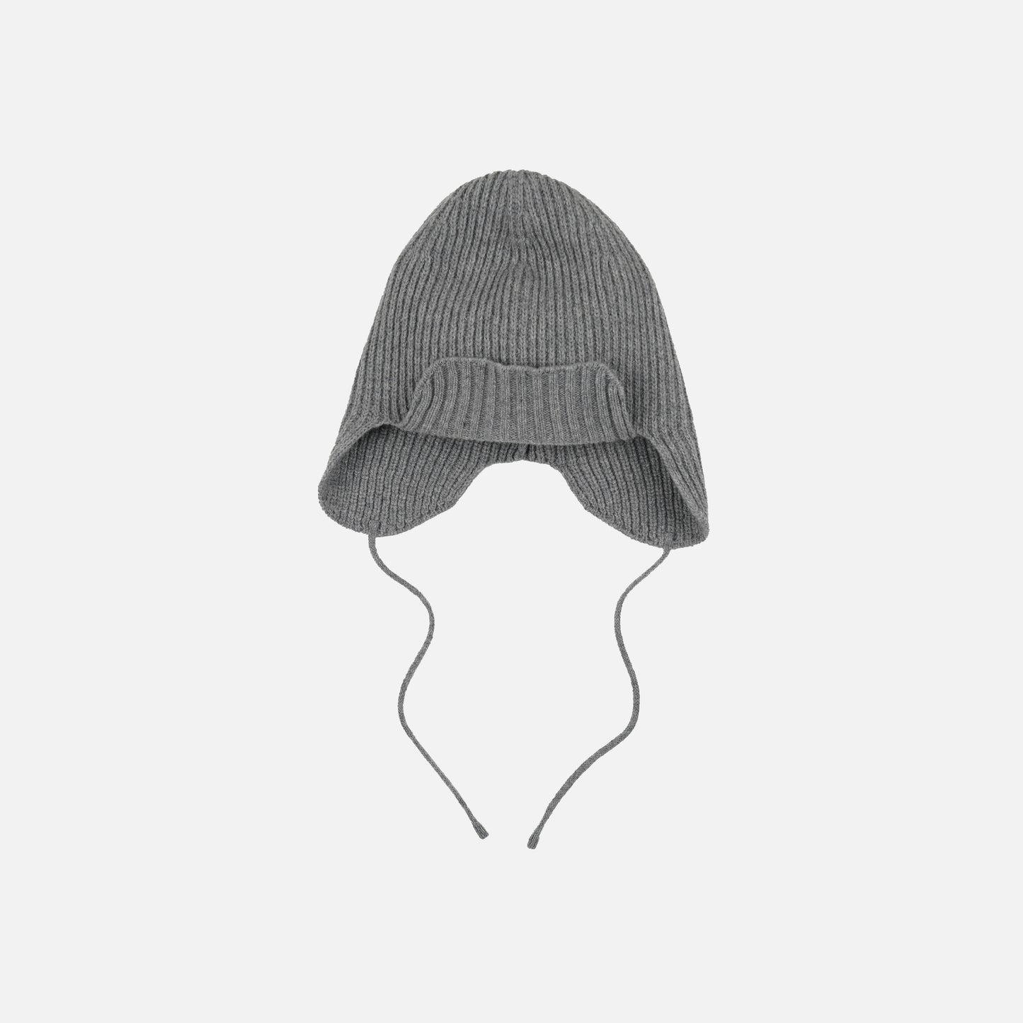 Wool Earflap Knit Beanie - Gray
