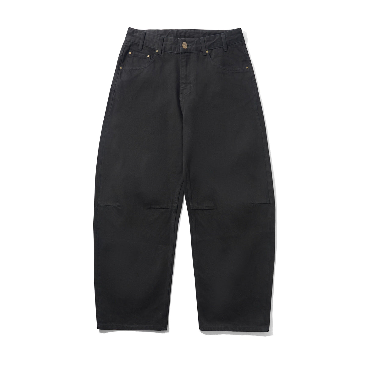 Wide Cut Denim Jeans - Flat Black Selvedge
