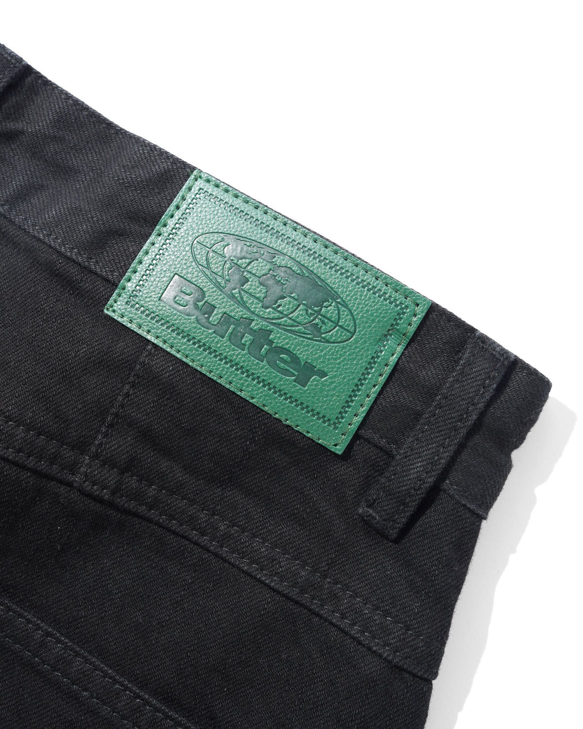 Wide Cut Denim Jeans - Flat Black Selvedge