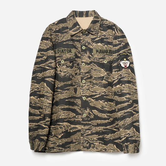 7147 Bonsai Tigerstripe L/S Utility Shirt - Mint Gold