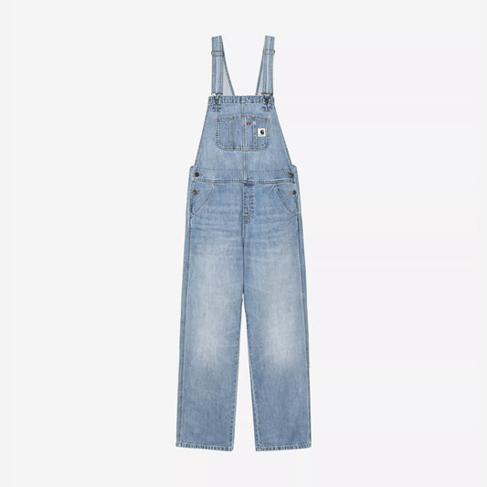 W' Bib Overall Straight - Blue, Burst Washed