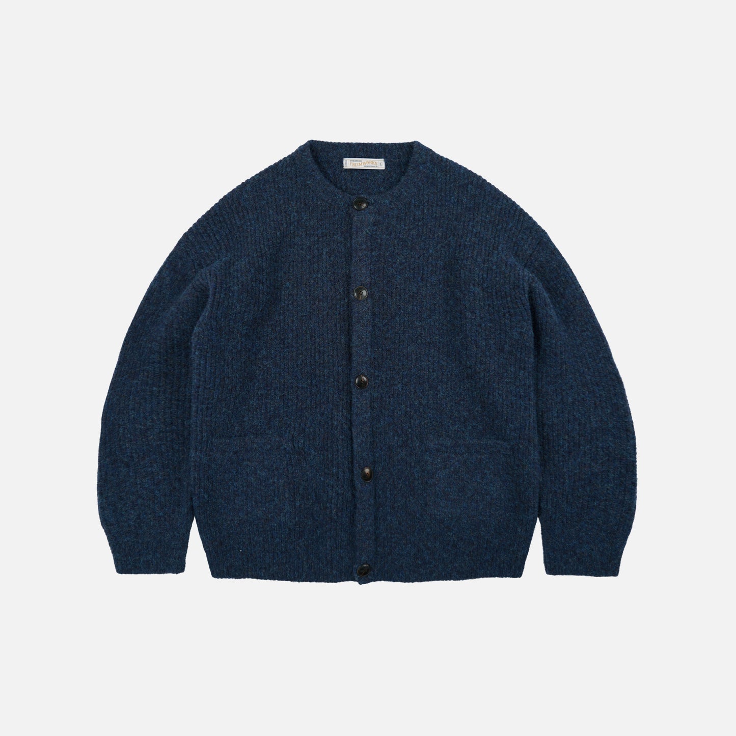Brushed Wool Round Cardigan - Indigo
