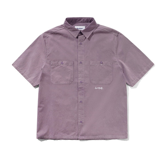 Contrast Stitch S/S Shirt - Eggplant
