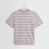 Dean SS Tee, Thin Textured Stripe - Taupe / Ecru
