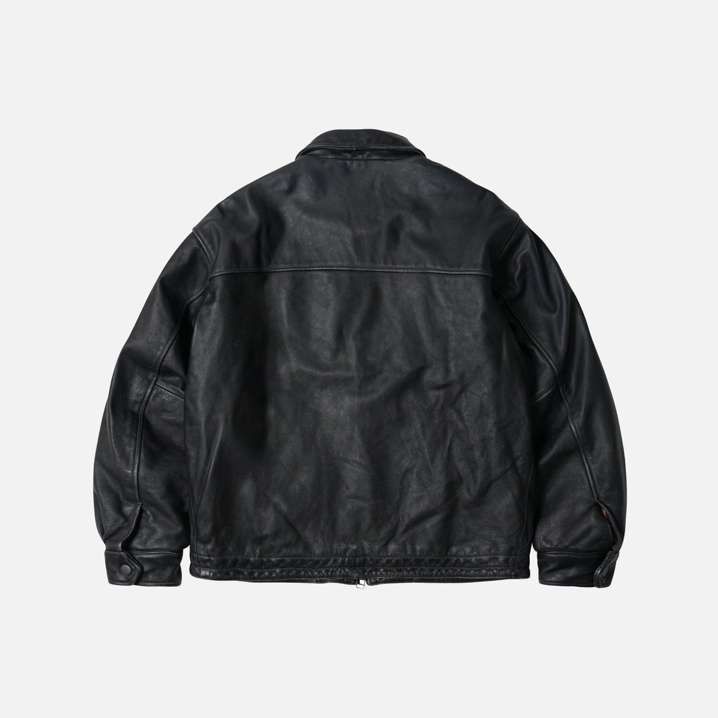 Destroyed Cowhide Leather Jacket - Washed Black