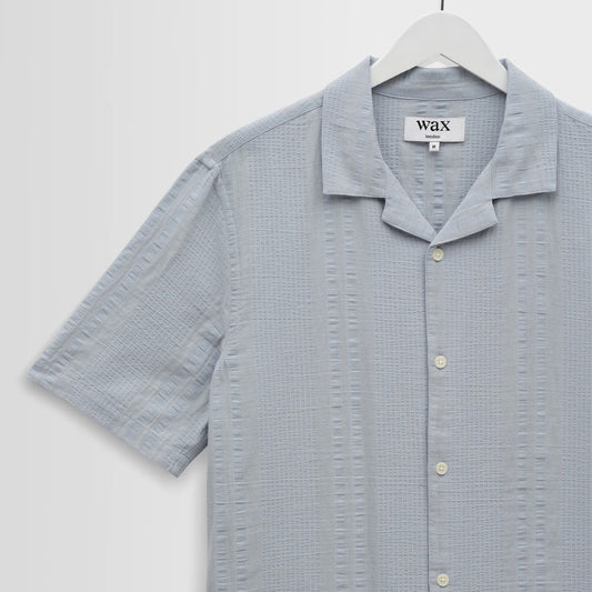 Didcot SS Shirt, Double Weave Seersucker - Blue