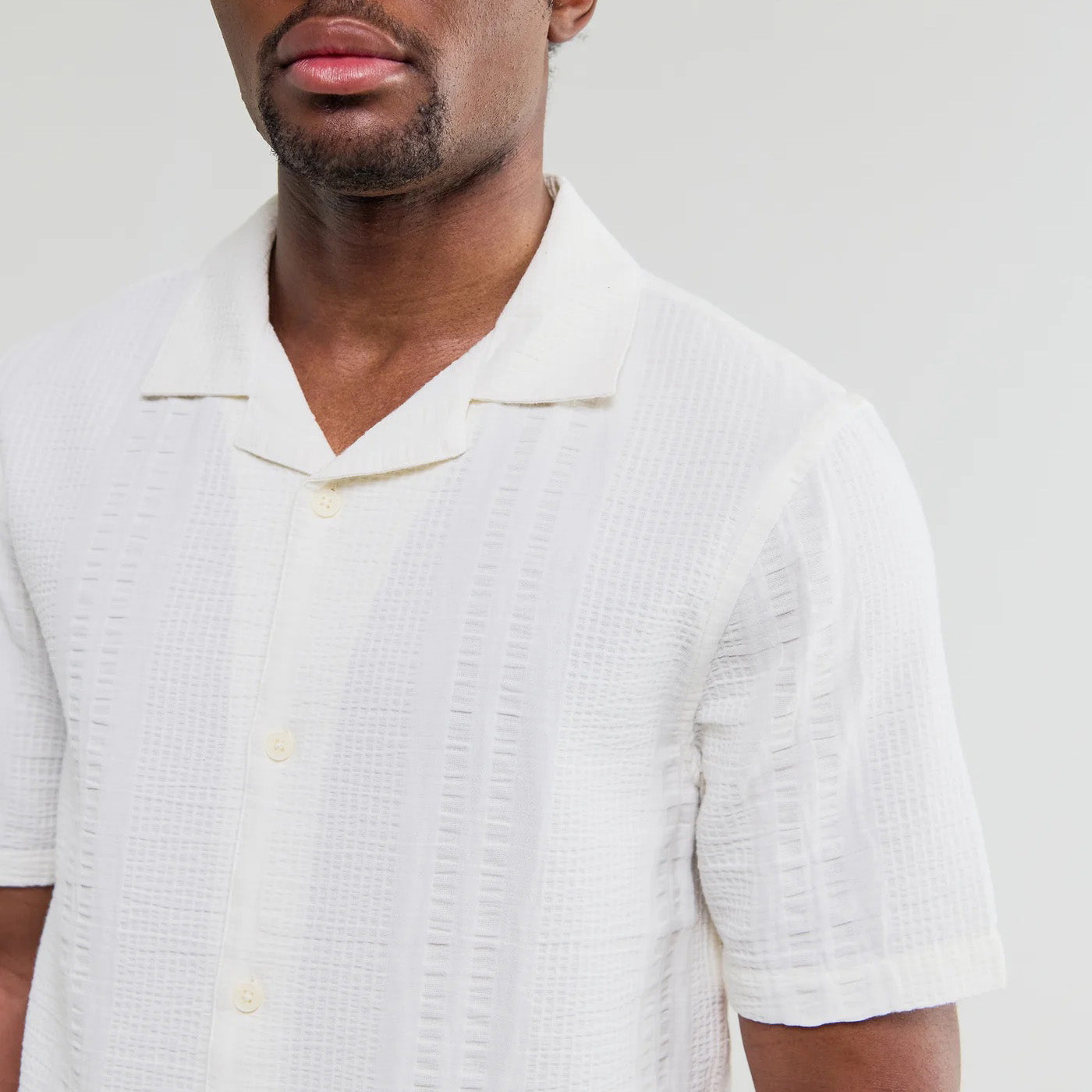 Didcot SS Shirt, Double Weave Seersucker - Ecru