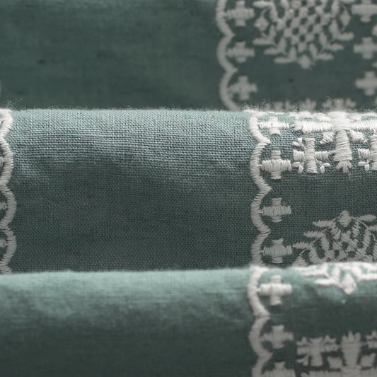Didcot SS Shirt, Placement Border - Sea Green / Ecru