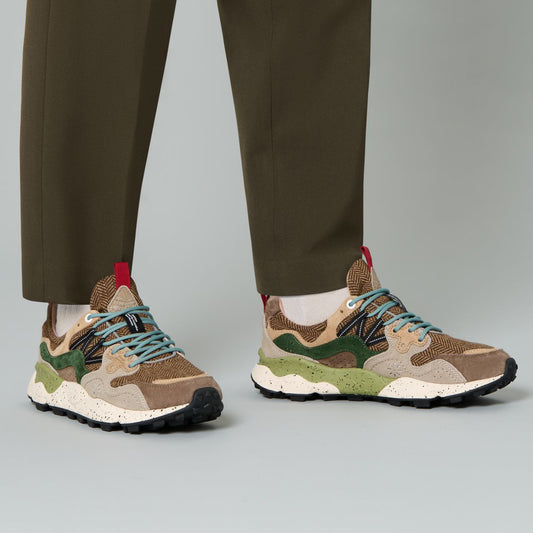 Yamano 3 Uni, Suede / Wool Knit Herringbone - Dark Grey / Mud / Light Brown