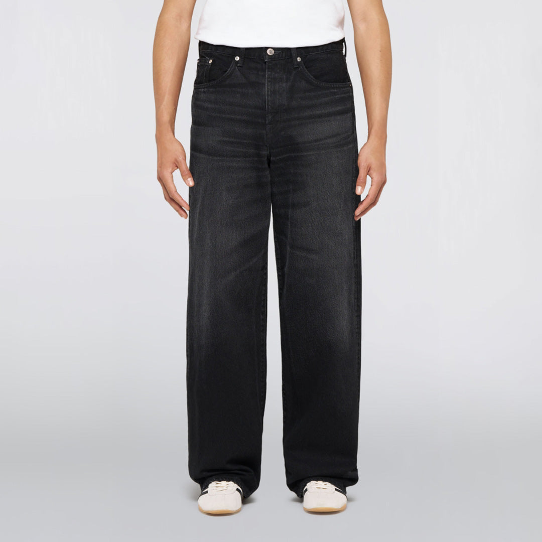Wide Pant, 13oz Kaihara Right Hand Black Denim - Black deep dark used