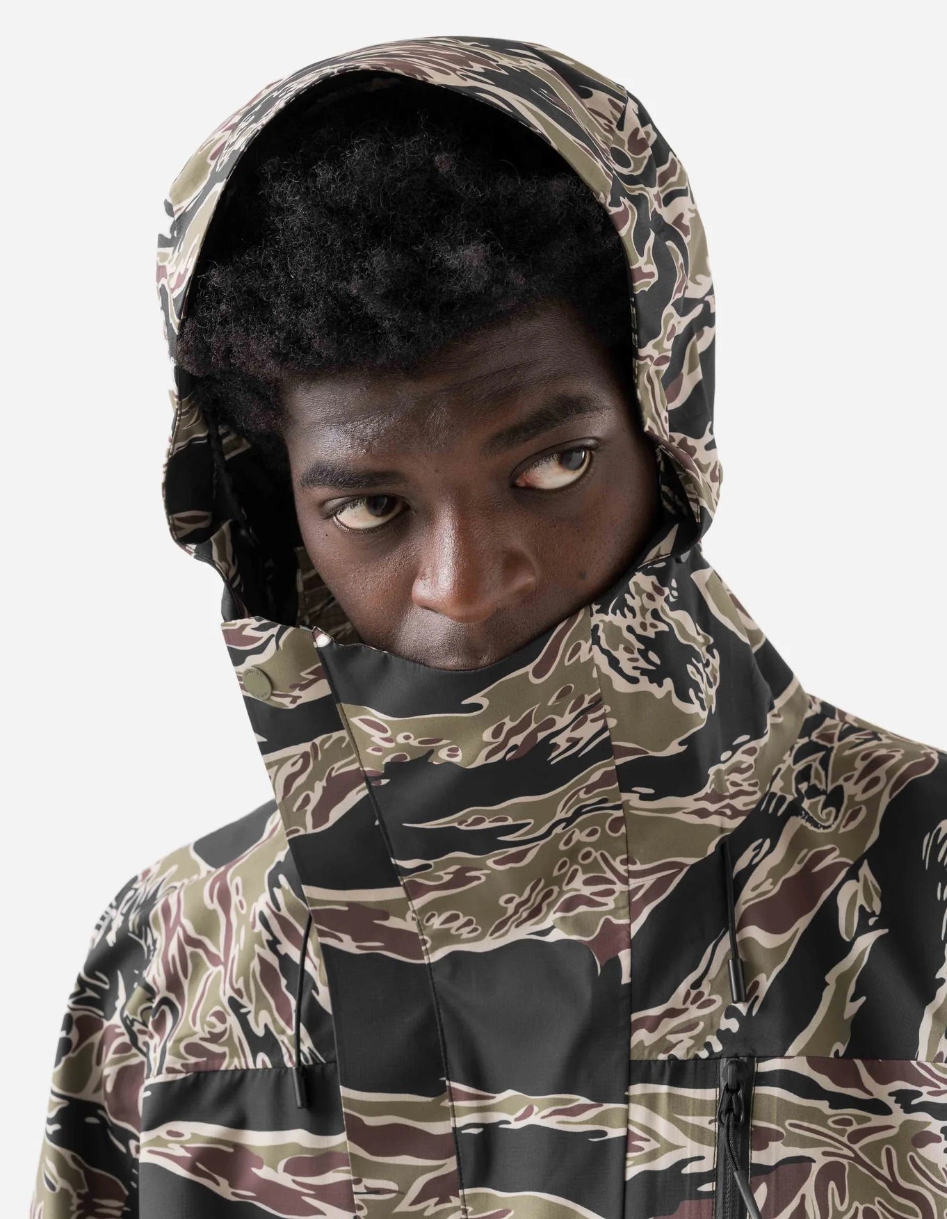 7274 Bonsai Tigerstripe Asym Parka - Woodland