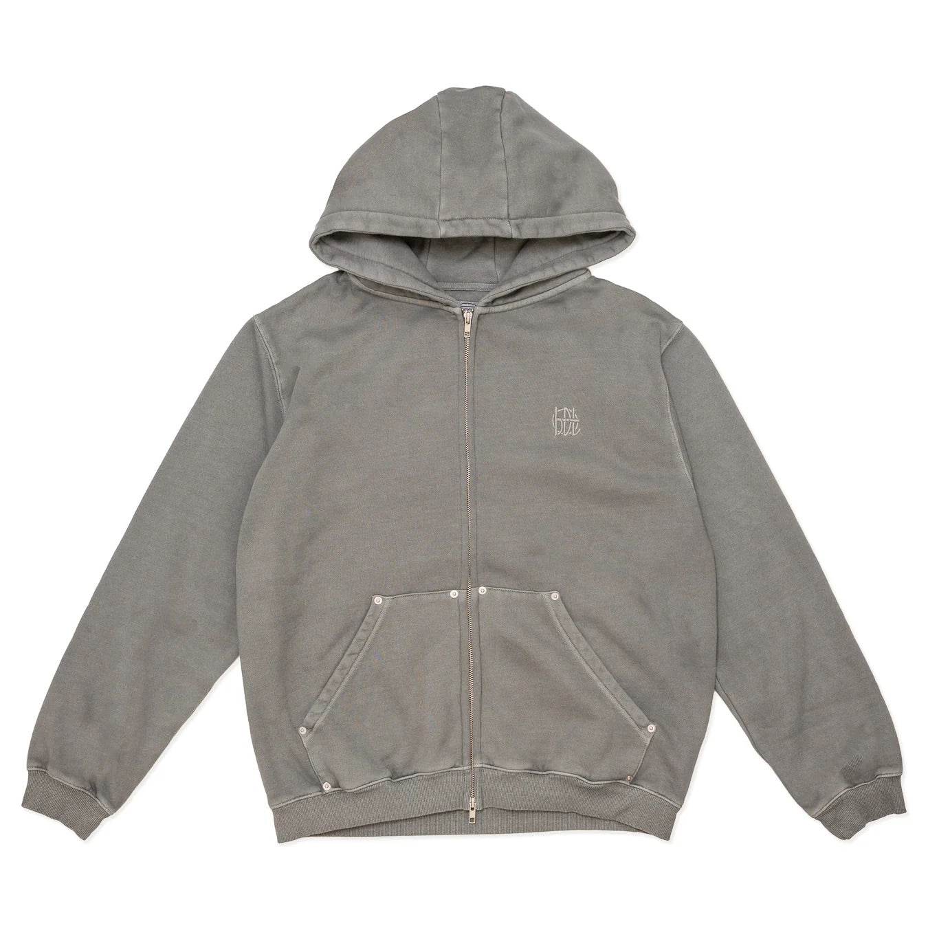 Monogram Zip Hood - Washed Grey