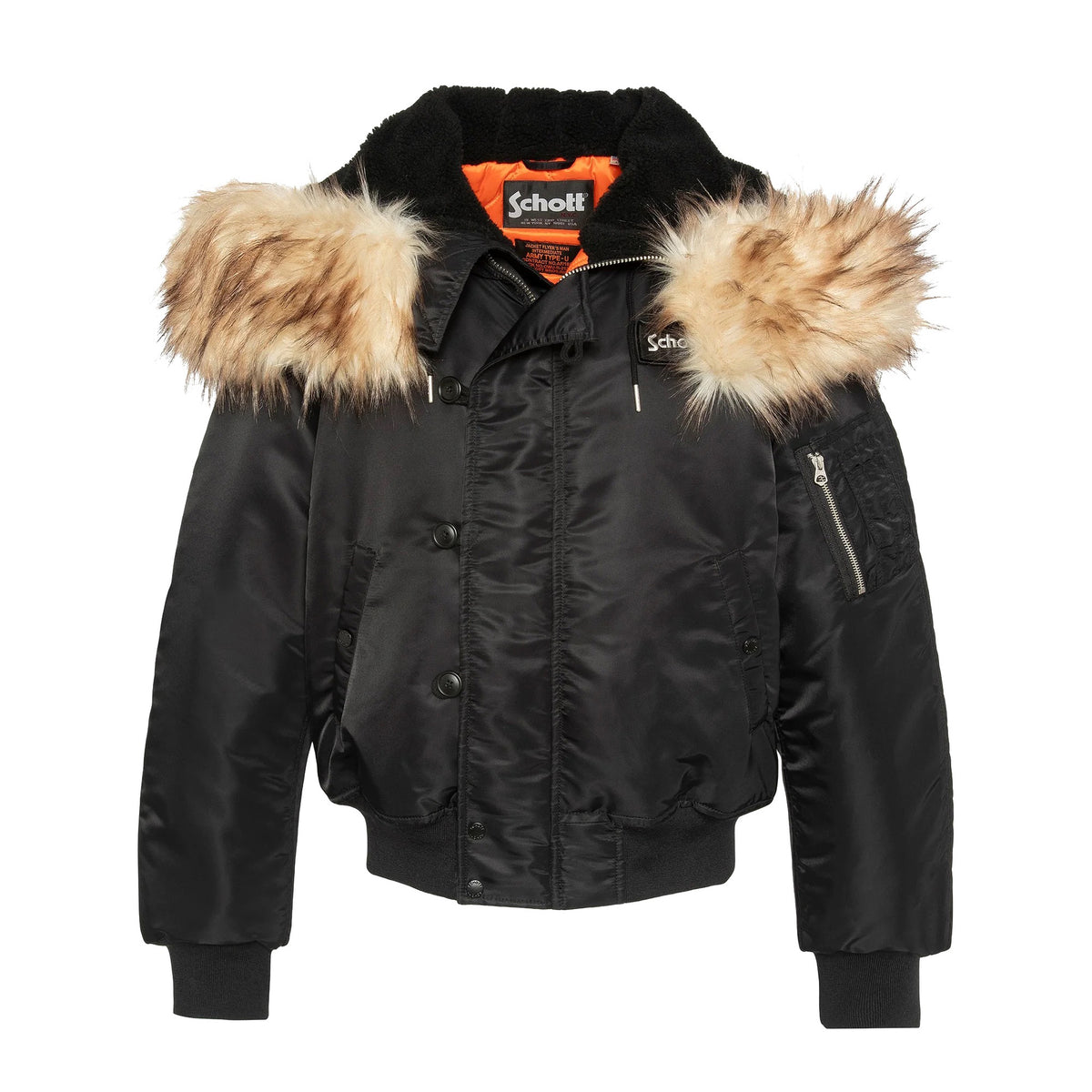 N2B snorkel jacket with hood, oversized fit - Black