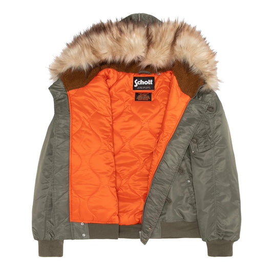 N2B snorkel jacket with hood, oversized fit - Sage Khaki