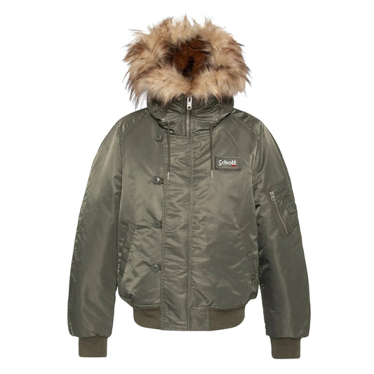 N2B snorkel jacket with hood, oversized fit - Sage Khaki