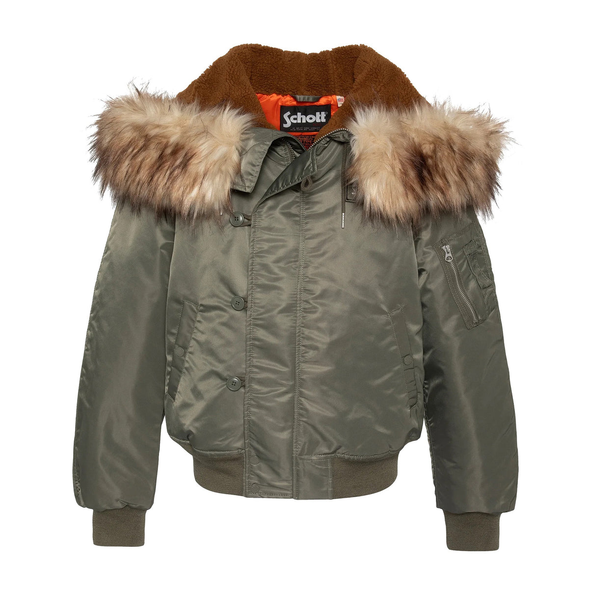 N2B snorkel jacket with hood, oversized fit - Sage Khaki