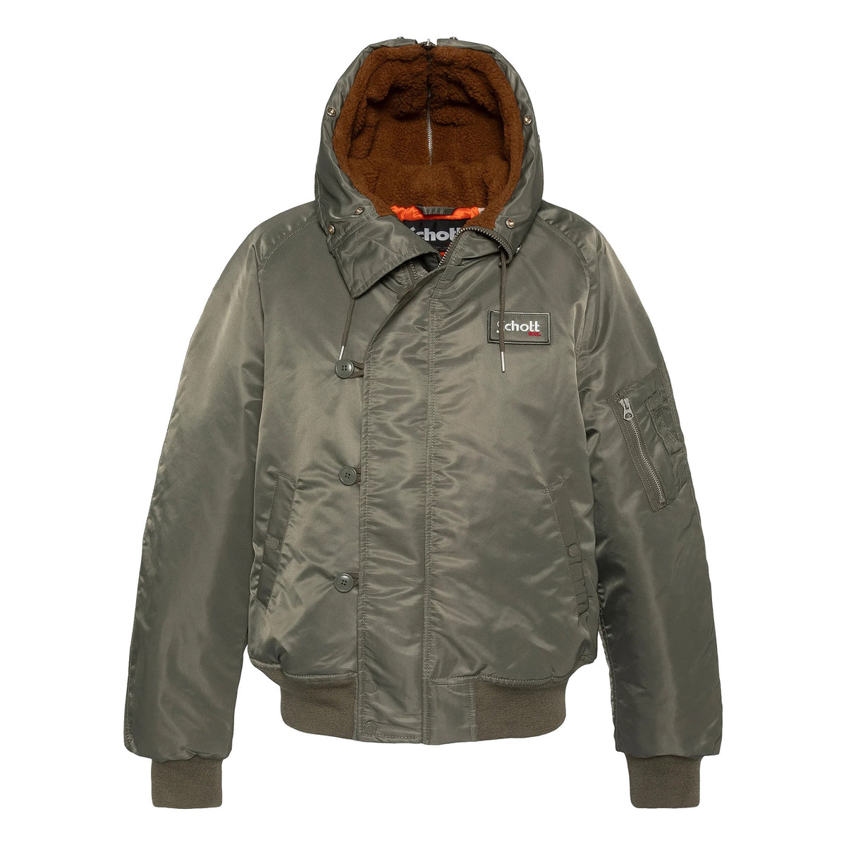 N2B snorkel jacket with hood, oversized fit - Sage Khaki