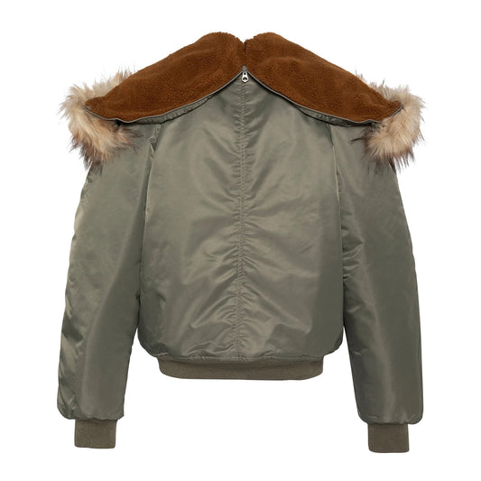 N2B snorkel jacket with hood, oversized fit - Sage Khaki