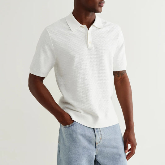 Naples SS Polo, Retro Diamond - Ecru