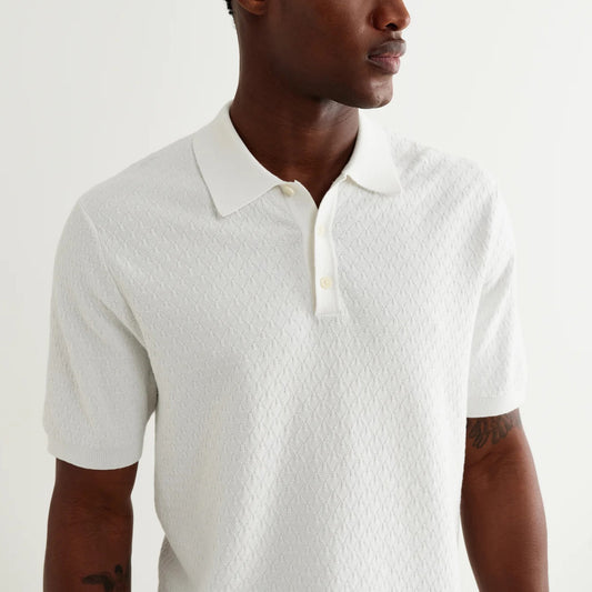 Naples SS Polo, Retro Diamond - Ecru