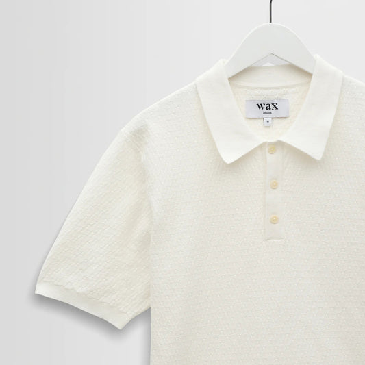 Naples SS Polo, Retro Diamond - Ecru