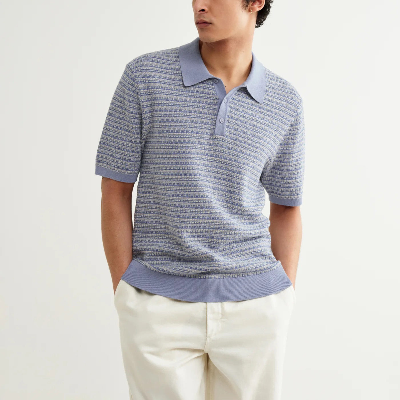 Naples SS Polo, Mini Geo - Light Blue