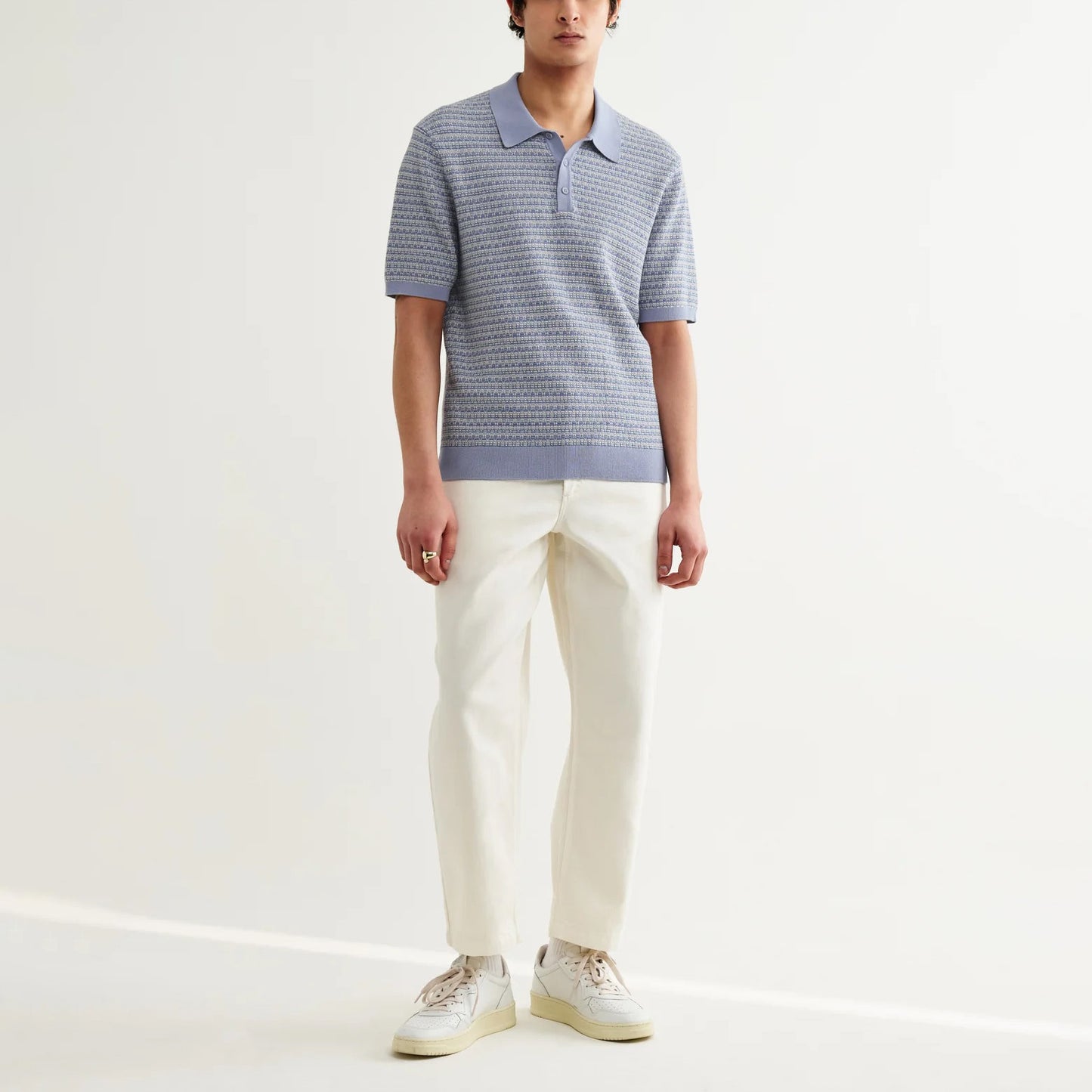 Naples SS Polo, Mini Geo - Light Blue