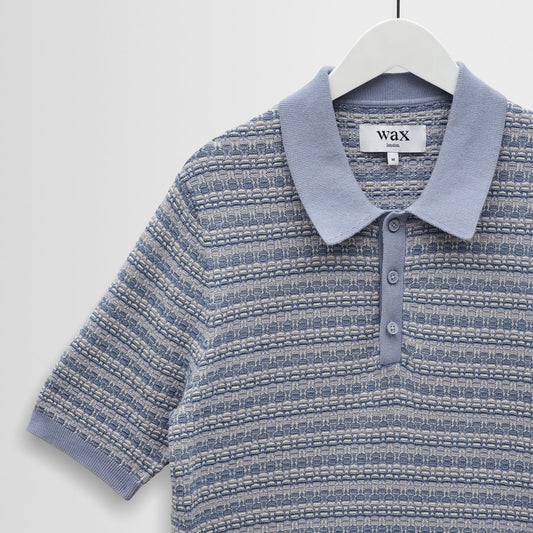 Naples SS Polo, Mini Geo - Light Blue