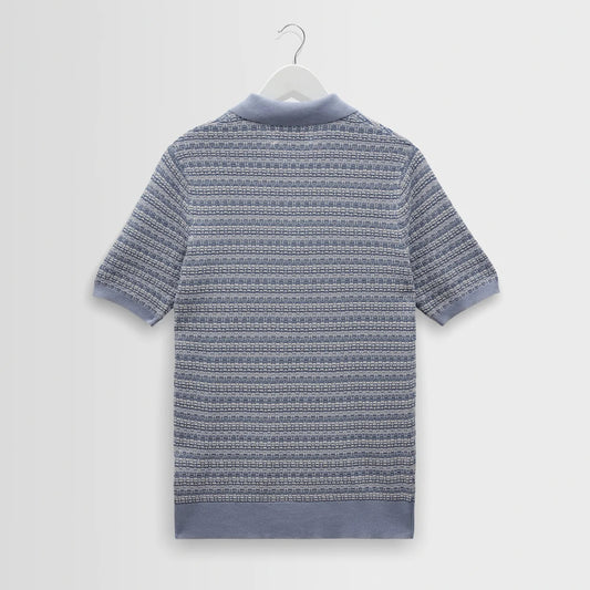 Naples SS Polo, Mini Geo - Light Blue