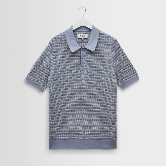 Naples SS Polo, Mini Geo - Light Blue