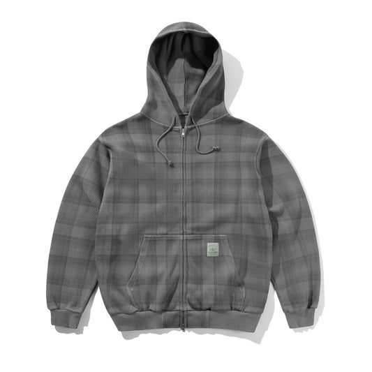 Waffle Zip-Thru Hood - Grey Plaid