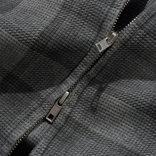 Waffle Zip-Thru Hood - Grey Plaid