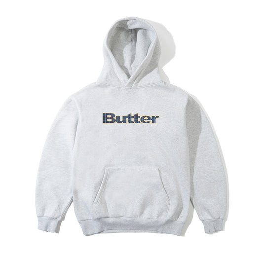 Plaid Logo Applique Pullover Hood - Ash