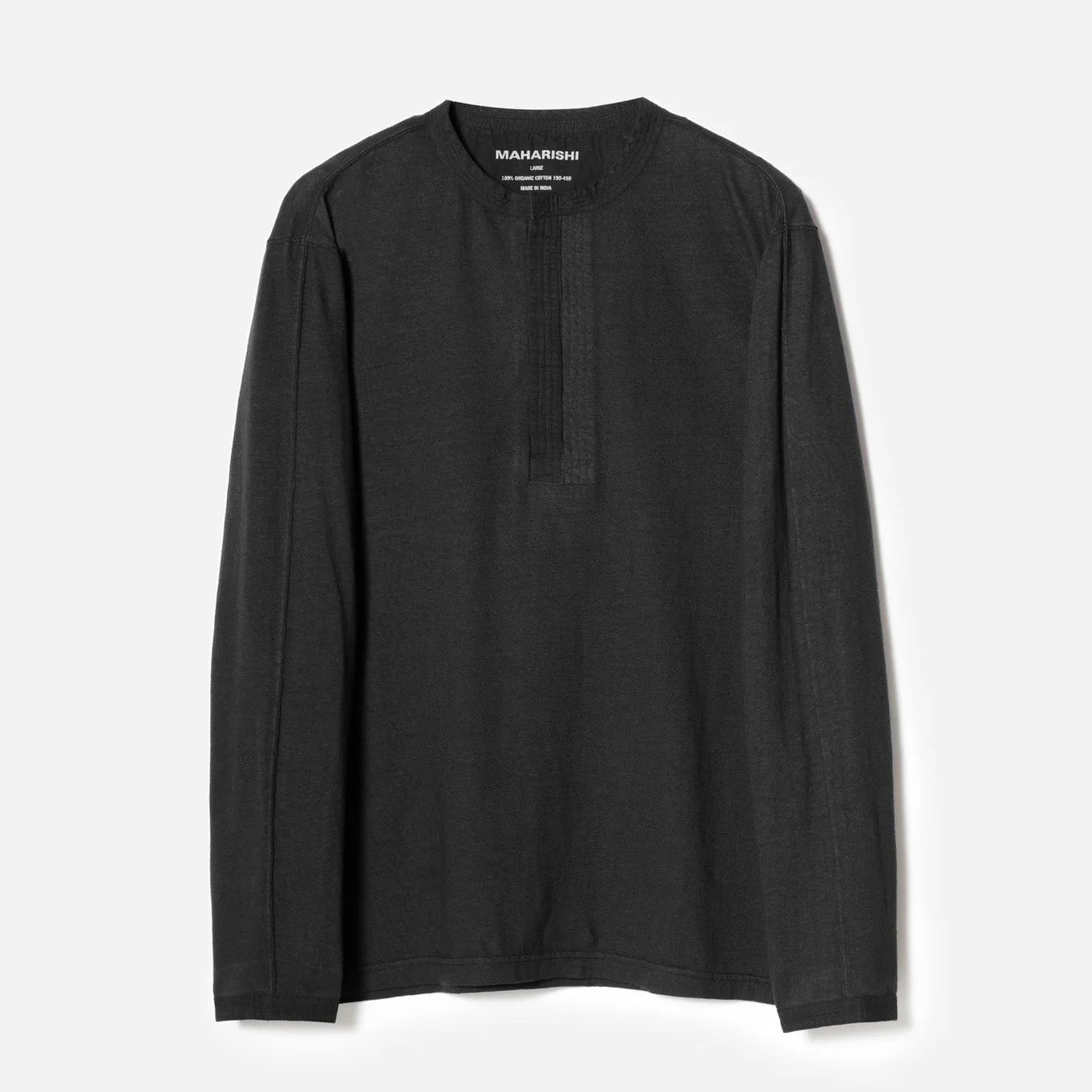 7208 Cotton Hemp Henley LS T-Shirt - Black