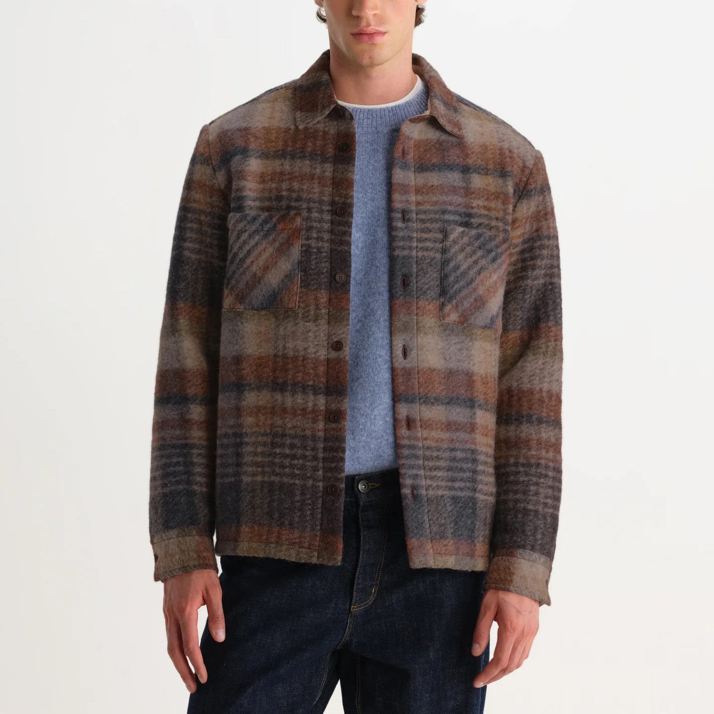 Whiting Overshirt Wool Blend Check - Oatmeal / Multi