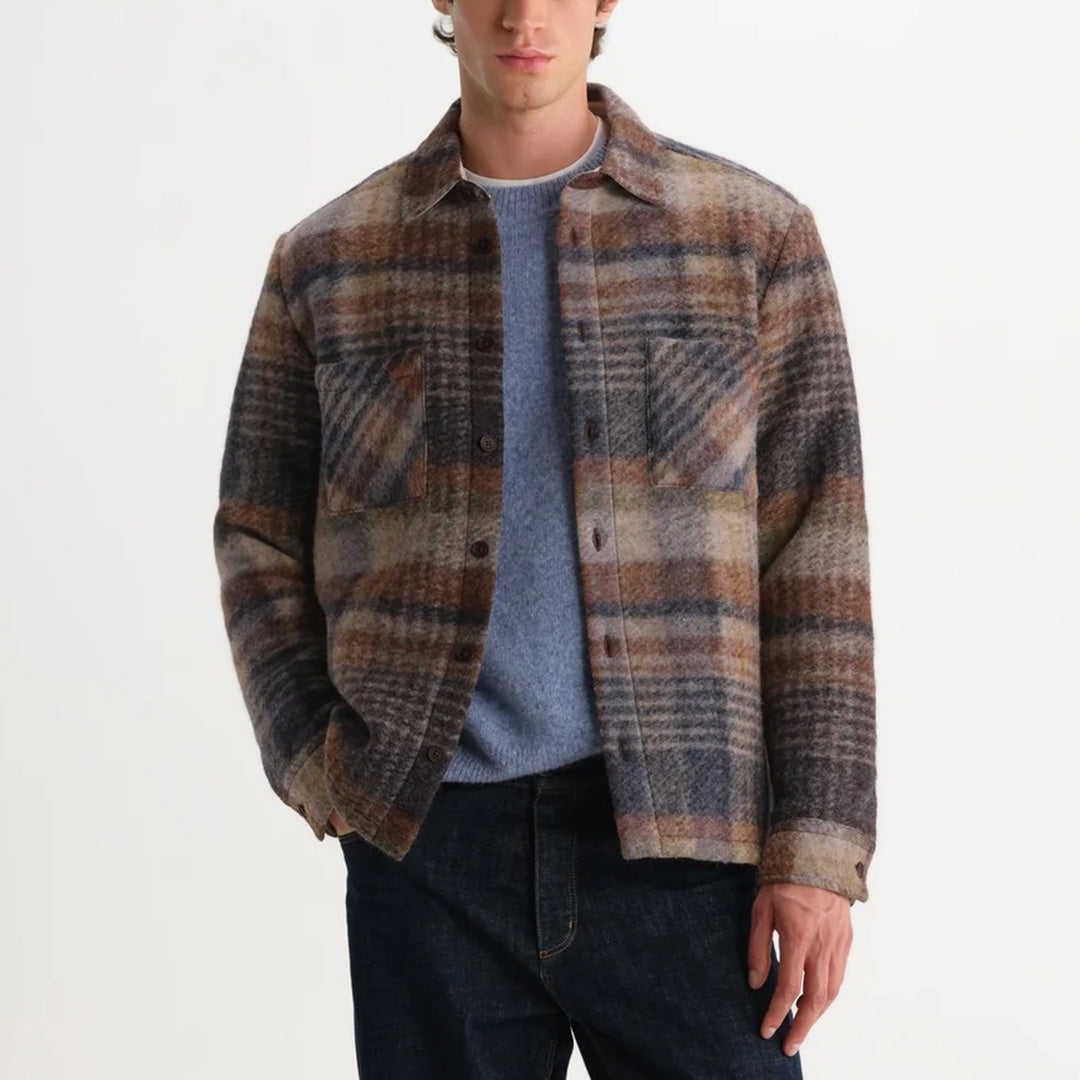Whiting Overshirt Wool Blend Check - Oatmeal / Multi
